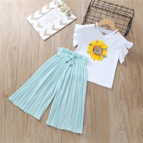 Summer Green Pant Set For Teenage Girls Short Sleeve T Shirt And Long Pants  Outfit For Kids Ages 6 14 Item #230630 From Youngstore07, $8.1 | DHgate.Com